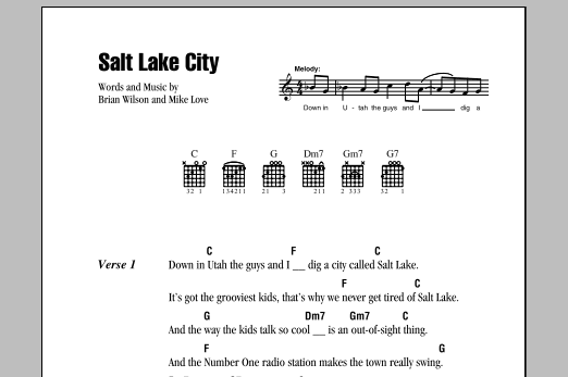 The Beach Boys Salt Lake City sheet music notes and chords. Download Printable PDF.