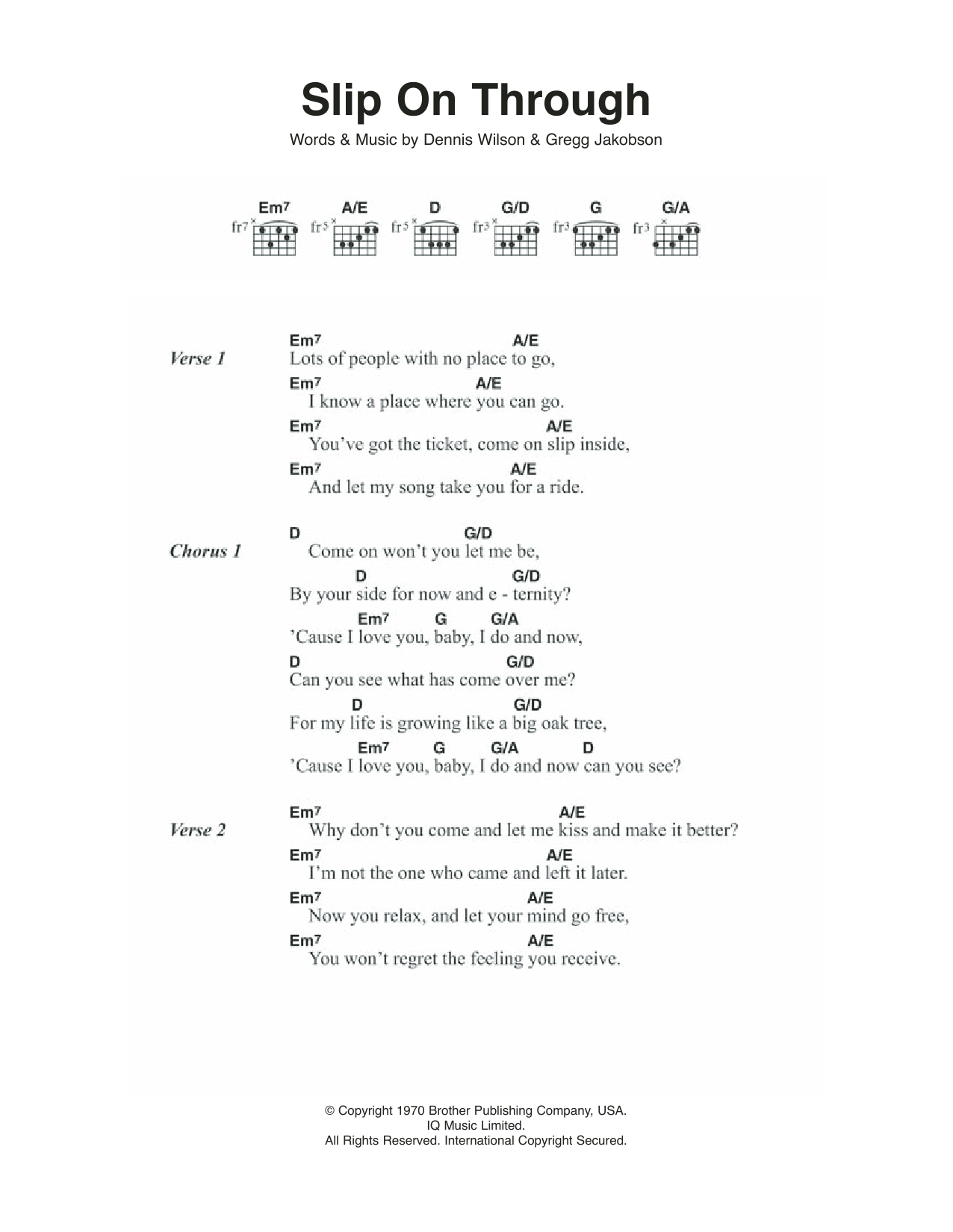 The Beach Boys Slip On Through sheet music notes and chords. Download Printable PDF.