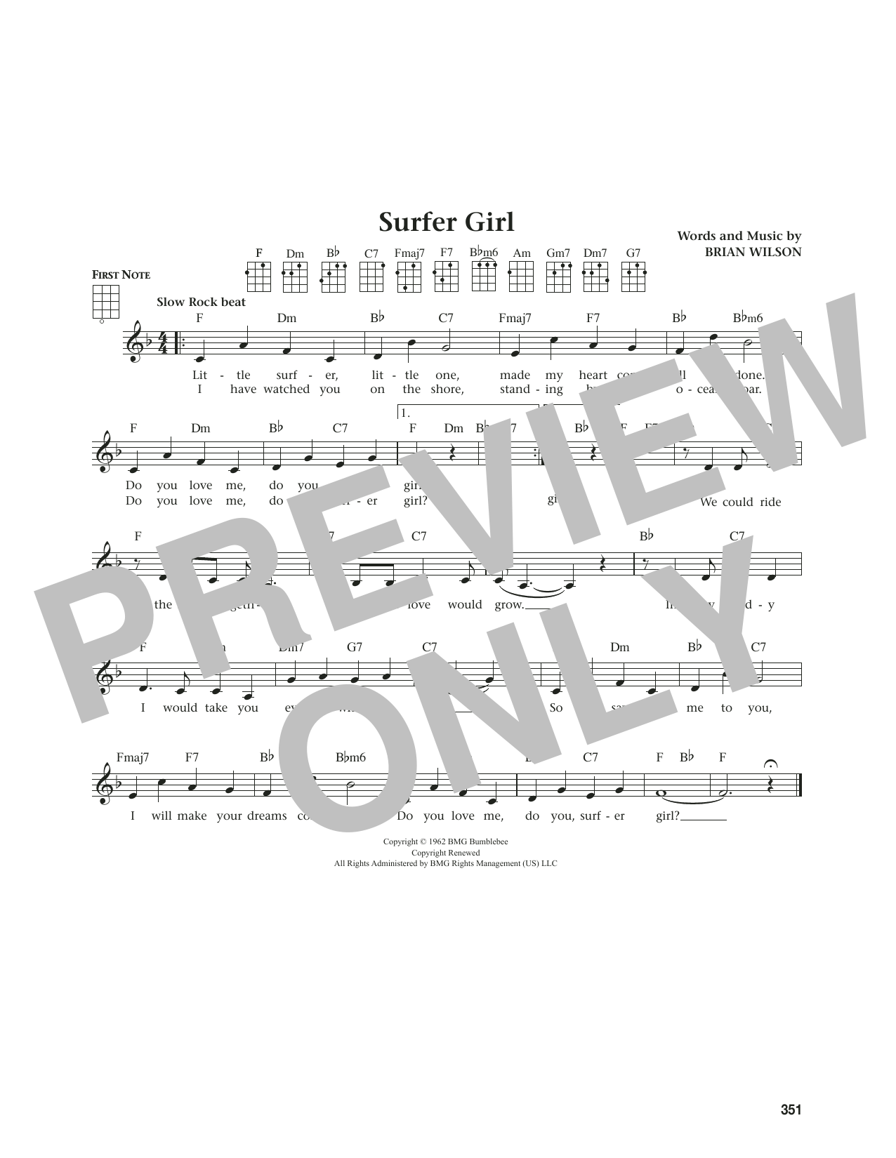 The Beach Boys Surfer Girl (from The Daily Ukulele) (arr. Jim Beloff) sheet music notes and chords. Download Printable PDF.