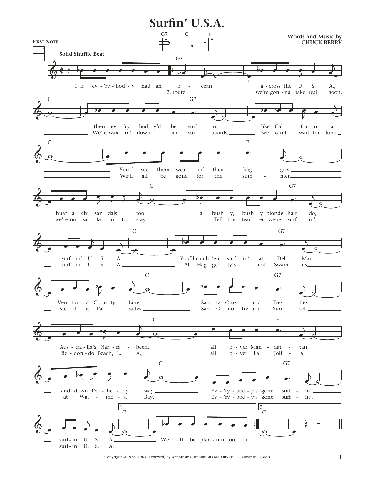 The Beach Boys Surfin' U.S.A. (from The Daily Ukulele) (arr. Liz and Jim Beloff) sheet music notes and chords. Download Printable PDF.