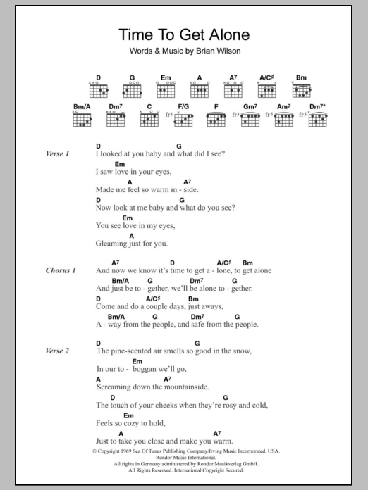 The Beach Boys Time To Get Alone sheet music notes and chords. Download Printable PDF.