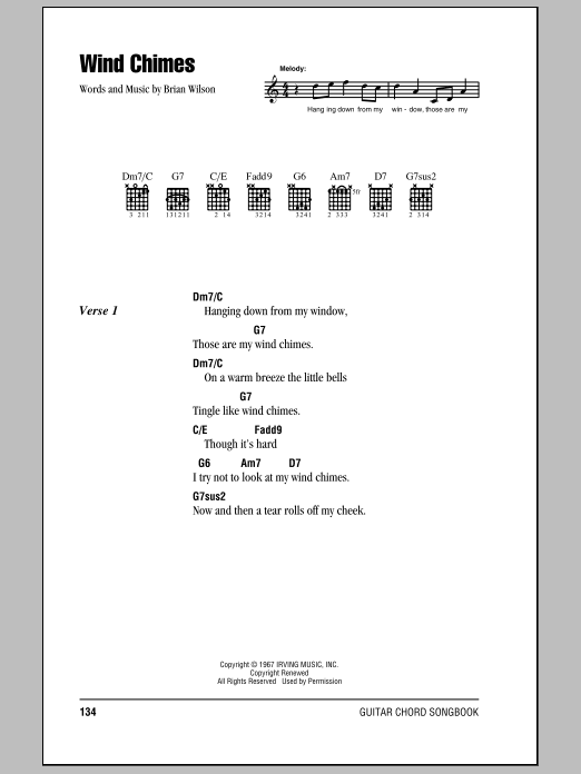 The Beach Boys Wind Chimes sheet music notes and chords. Download Printable PDF.