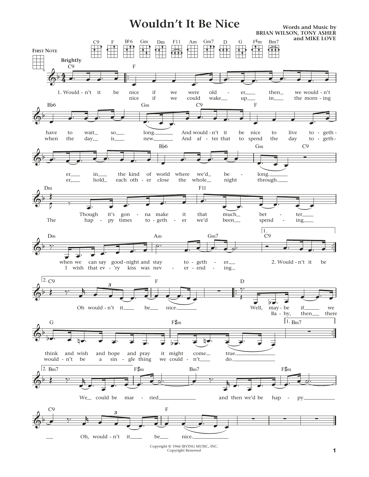 Learn to play The Beach Boys Wouldn't It Be Nice (from The Daily Ukulele) (arr. Liz and Jim Beloff) sheet music for Ukulele in minutes. Price: 5.9900$ The Beach Boys Wouldn't It Be Nice (from The Daily Ukulele) (arr. Liz and Jim Beloff) sheet music notes and chords arranged for Ukulele