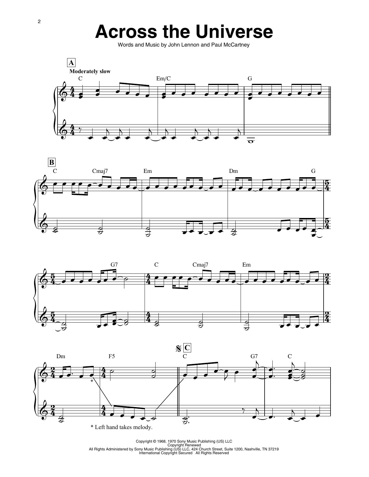 The Beatles Across The Universe (arr. Maeve Gilchrist) sheet music notes and chords. Download Printable PDF.