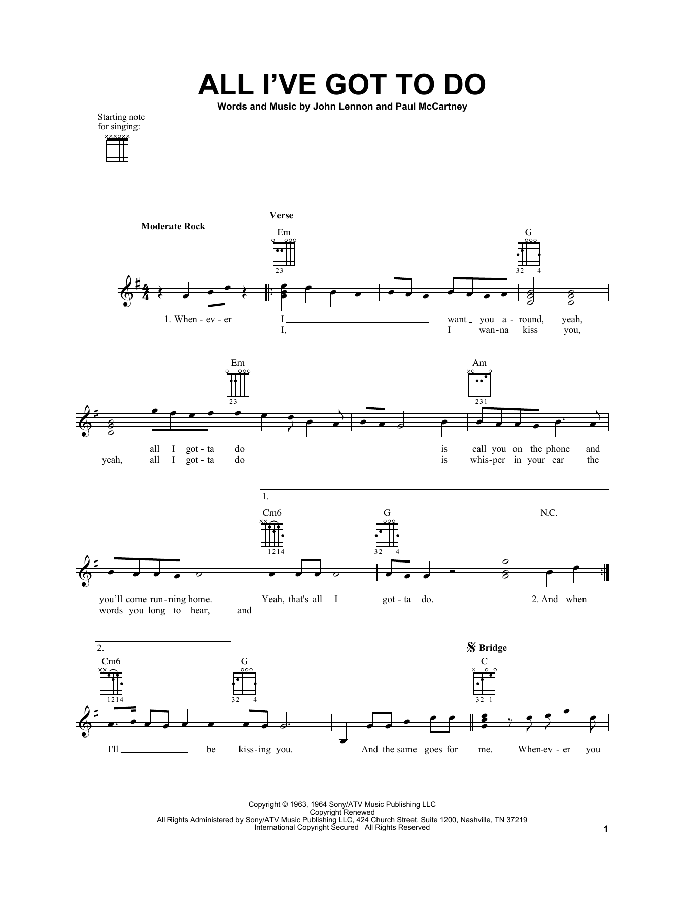 The Beatles All I've Got To Do sheet music notes and chords. Download Printable PDF.