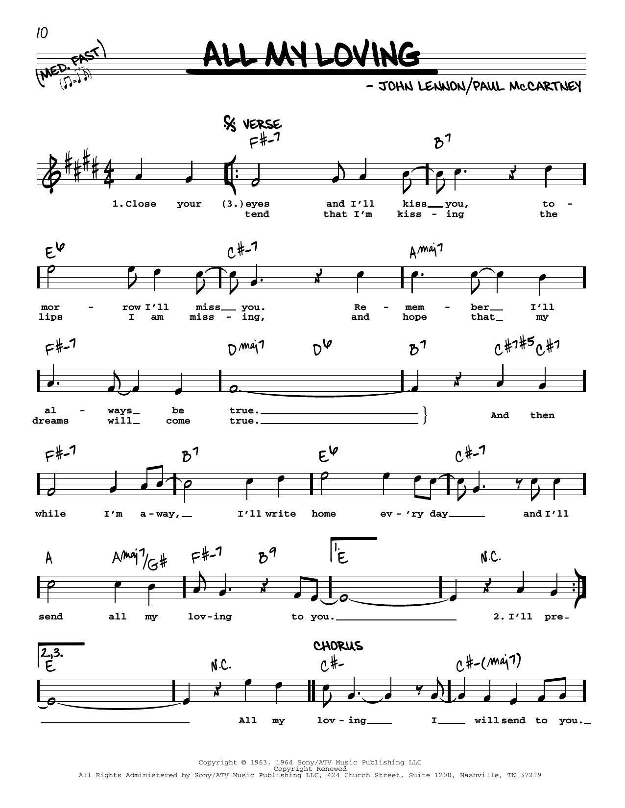 The Beatles All My Loving [Jazz version] sheet music notes and chords. Download Printable PDF.