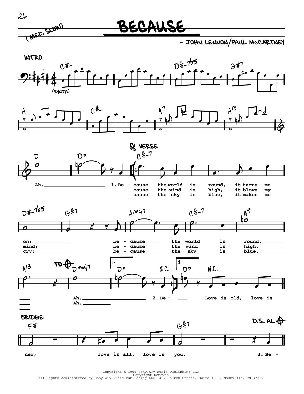 The Beatles Because [Jazz version] sheet music notes and chords. Download Printable PDF.