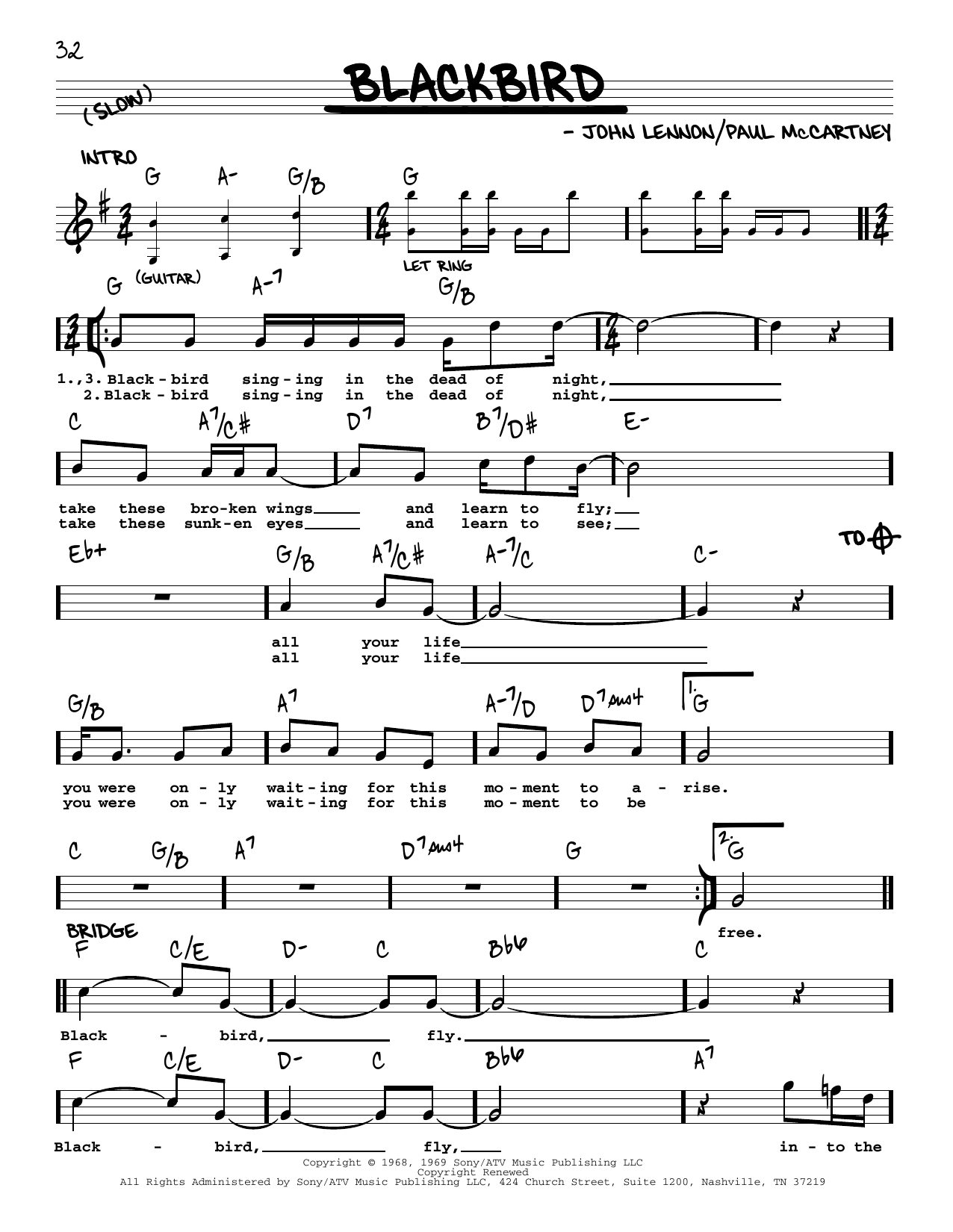 The Beatles Blackbird [Jazz version] sheet music notes and chords. Download Printable PDF.