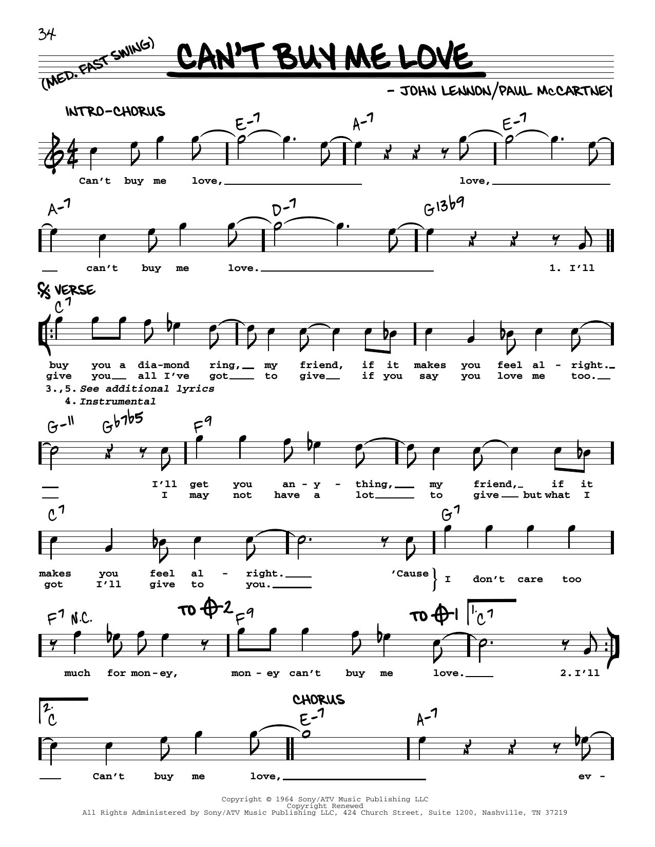 The Beatles Can't Buy Me Love [Jazz version] sheet music notes and chords. Download Printable PDF.