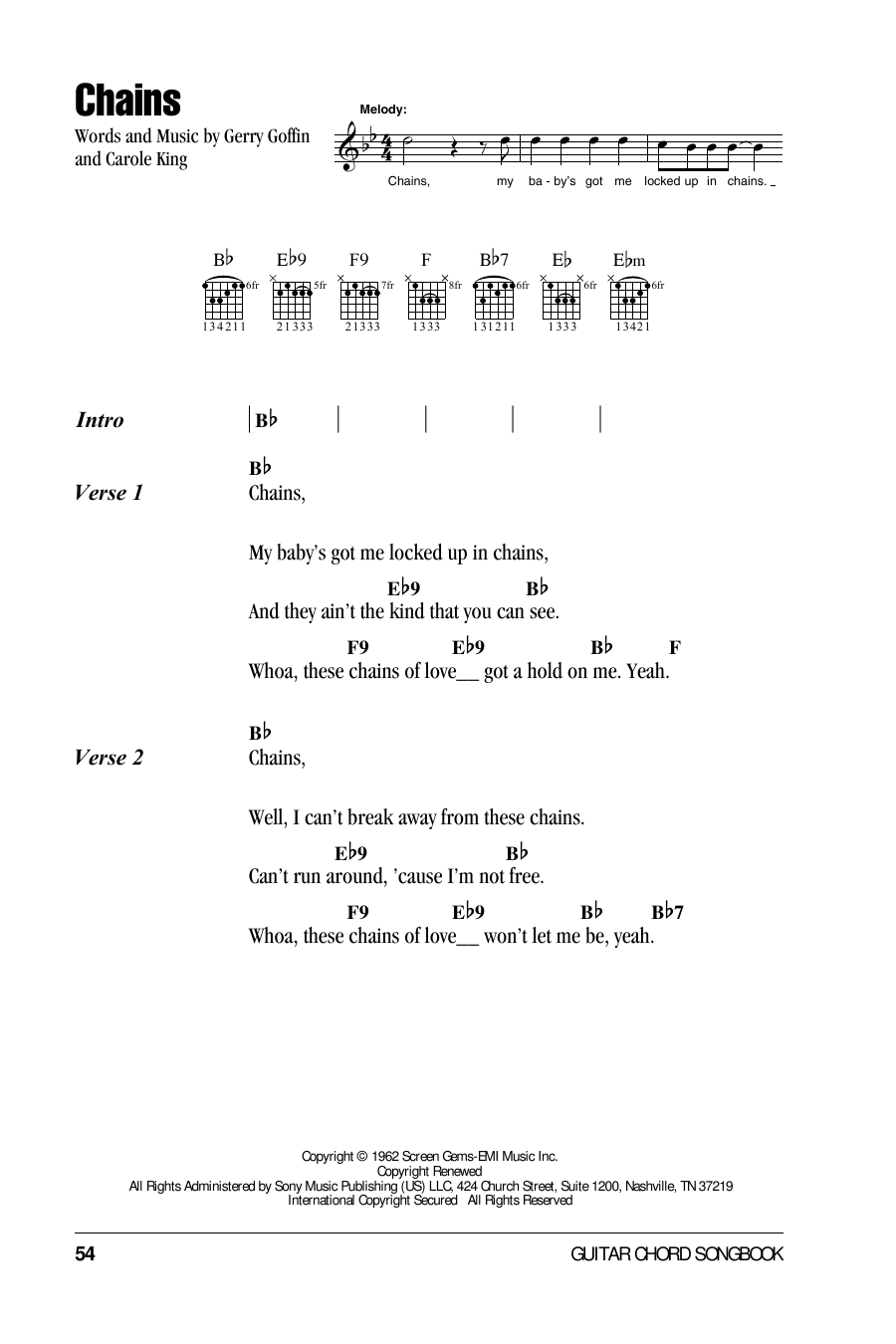 The Beatles Chains sheet music notes and chords. Download Printable PDF.