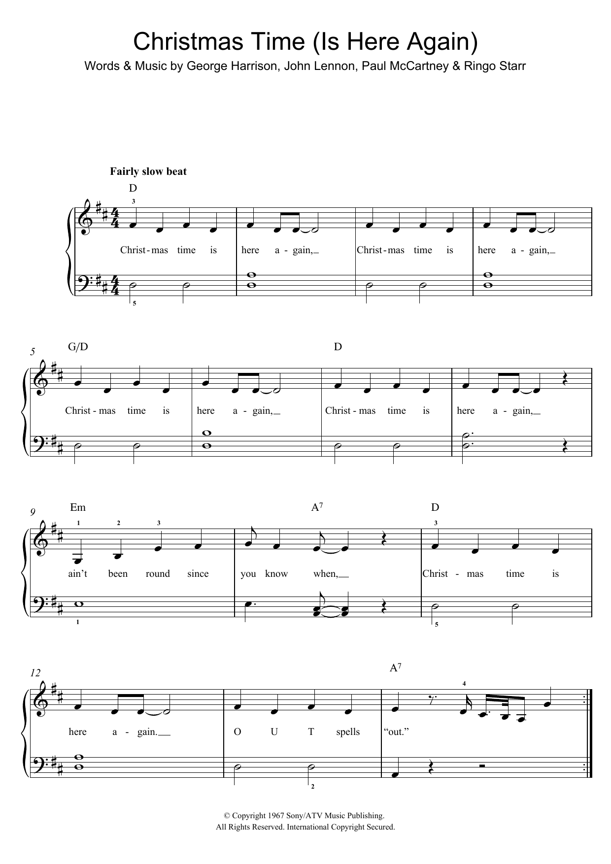 The Beatles Christmas Time (Is Here Again) sheet music notes and chords. Download Printable PDF.