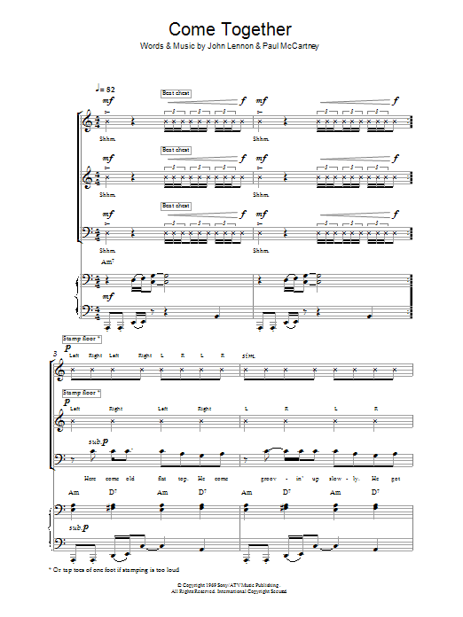 Learn to play The Beatles Come Together (arr. Jeremy Birchall) sheet music for SAB Choir in minutes. Price: 5.8900$ The Beatles Come Together (arr. Jeremy Birchall) sheet music notes and chords arranged for SAB Choir