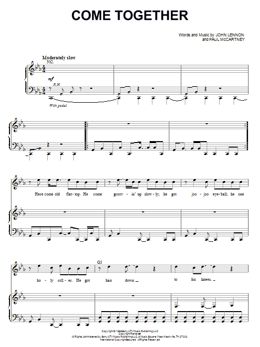 The Beatles Come Together sheet music notes and chords. Download Printable PDF.