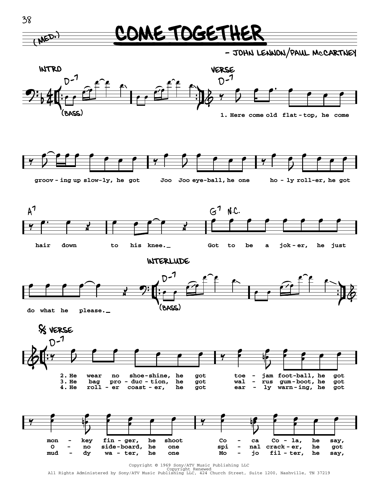 The Beatles Come Together [Jazz version] sheet music notes and chords. Download Printable PDF.