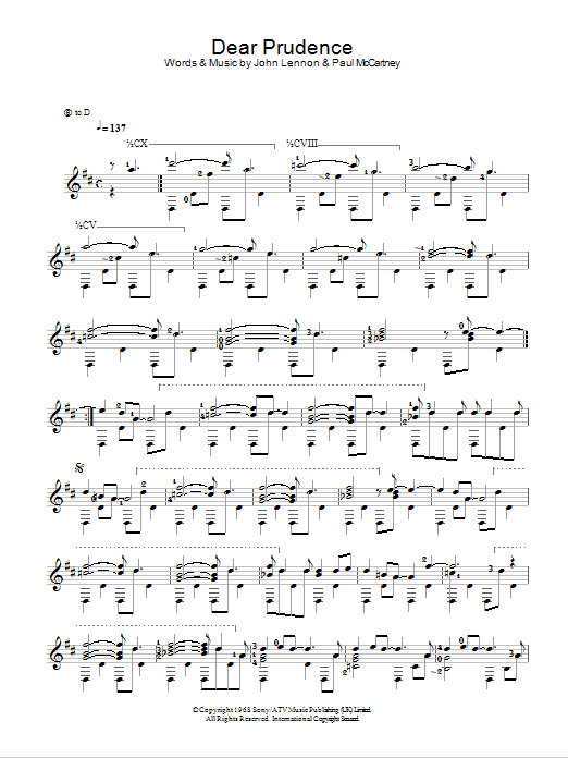 The Beatles Dear Prudence sheet music notes and chords. Download Printable PDF.