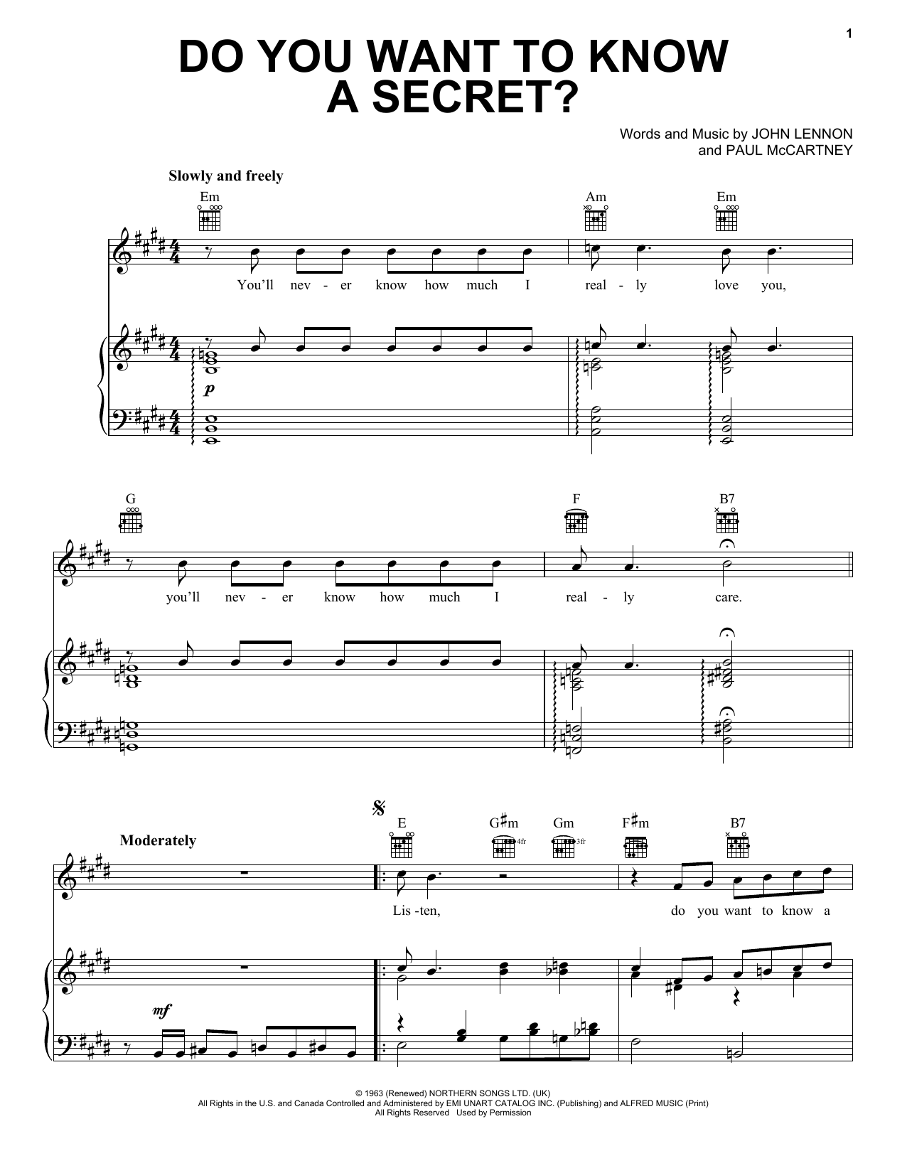 The Beatles Do You Want To Know A Secret sheet music notes and chords. Download Printable PDF.