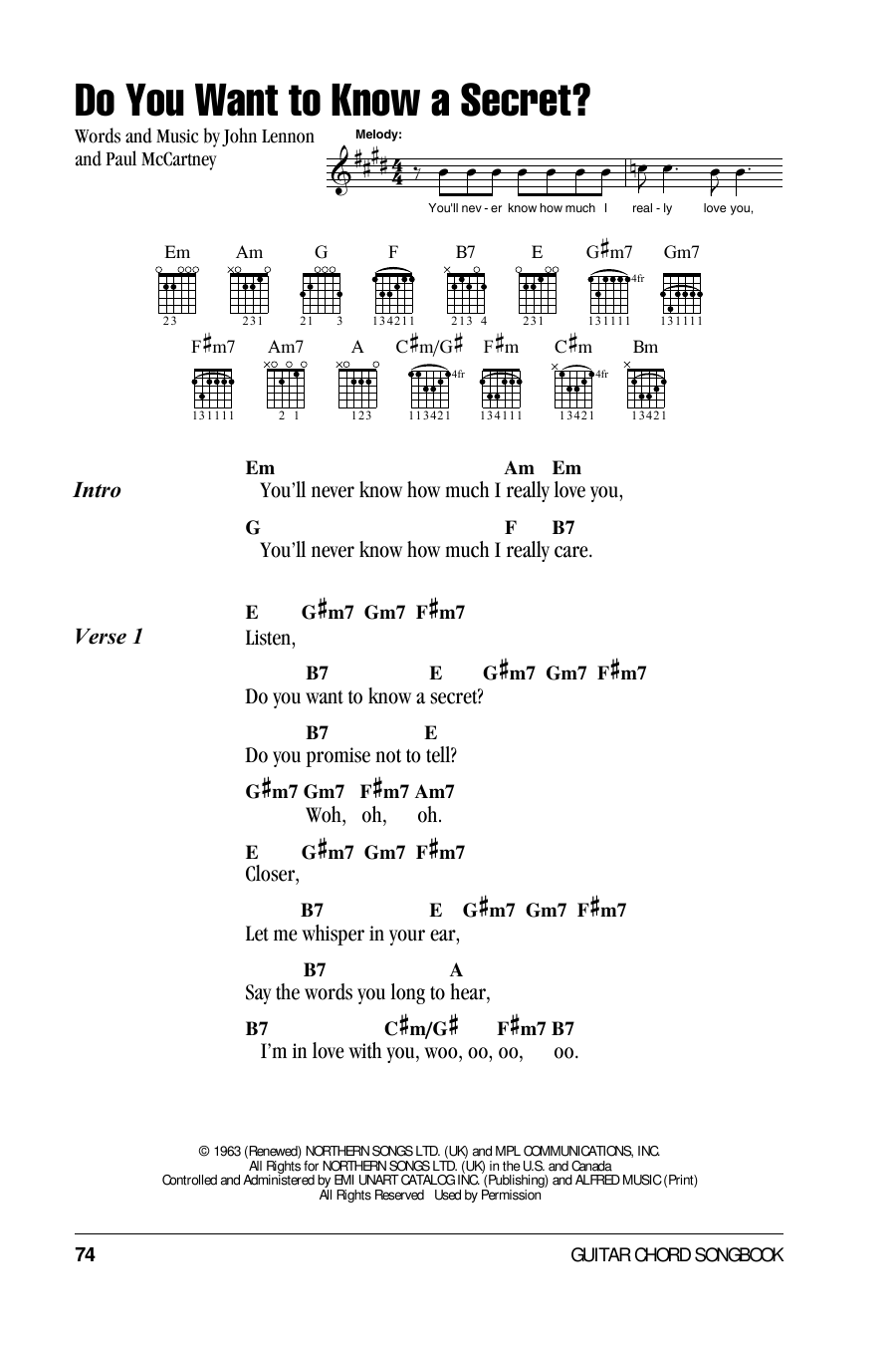 The Beatles Do You Want To Know A Secret? sheet music notes and chords. Download Printable PDF.