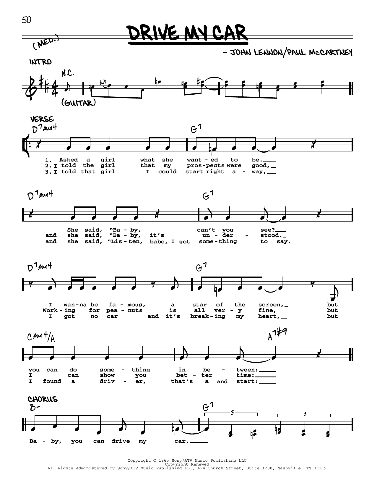 The Beatles Drive My Car [Jazz version] sheet music notes and chords. Download Printable PDF.