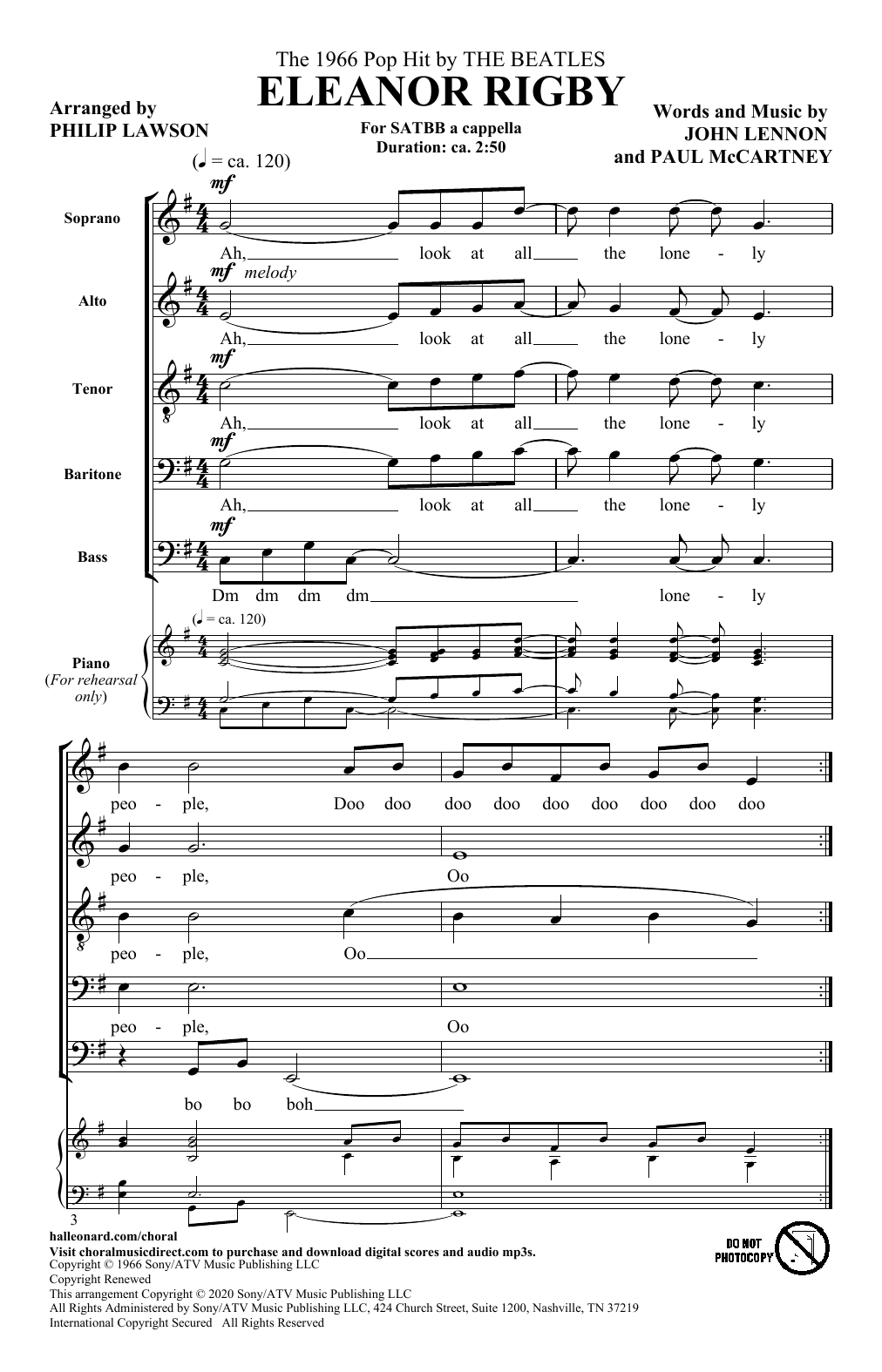 The Beatles Eleanor Rigby (arr. Philip Lawson) sheet music notes and chords. Download Printable PDF.