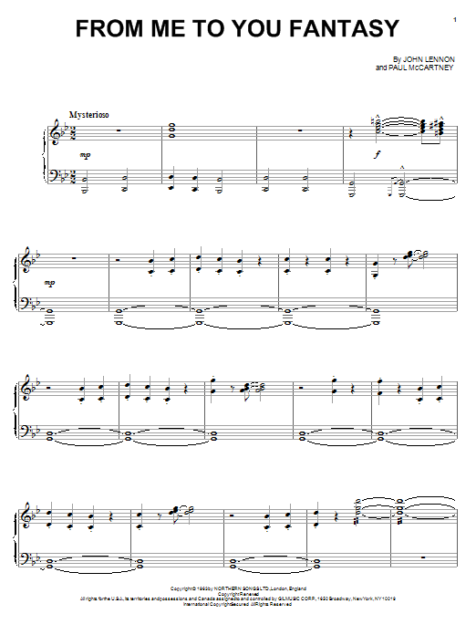 Learn to play The Beatles From Me To You Fantasy sheet music for Piano, Vocal & Guitar Chords (Right-Hand Melody) in minutes. Price: 7.8900$ The Beatles From Me To You Fantasy sheet music notes and chords arranged for Piano, Vocal & Guitar Chords (Right-Hand Melody)