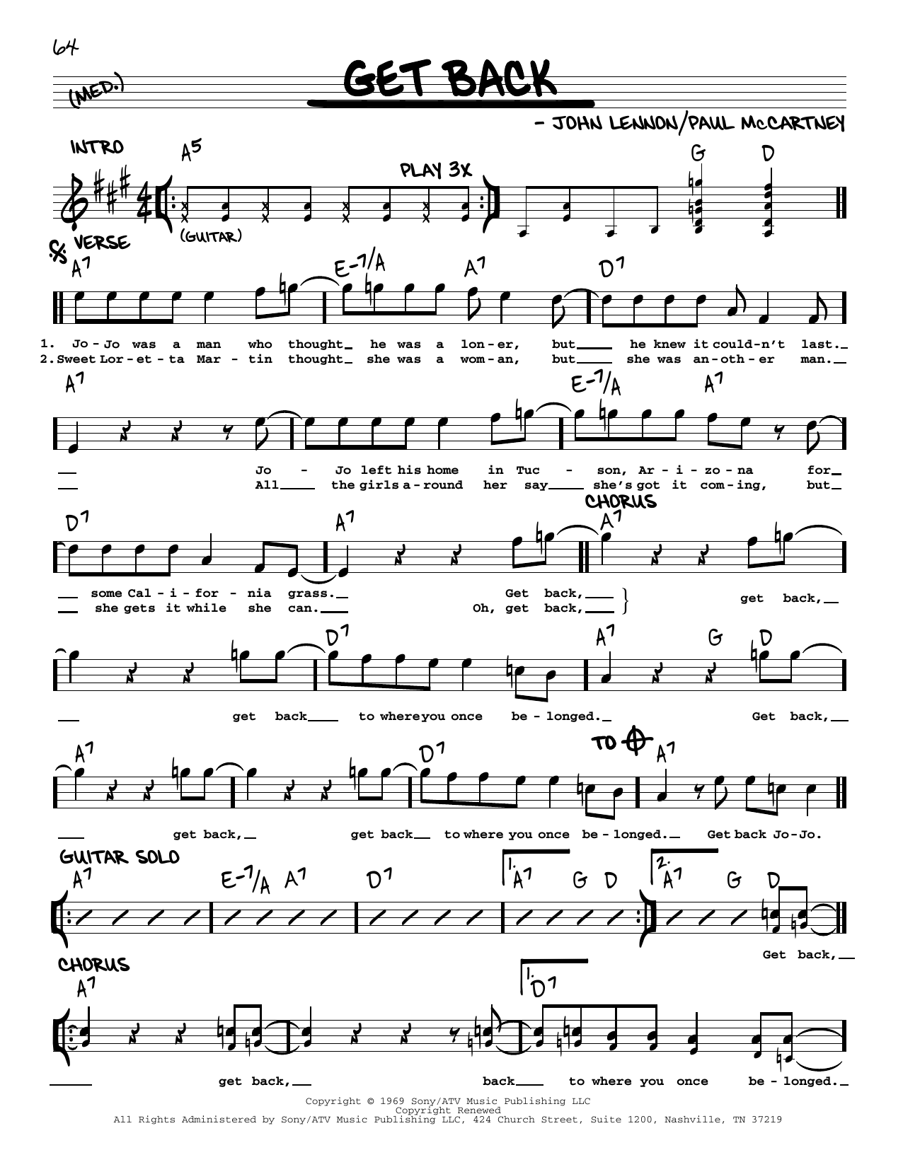 The Beatles Get Back [Jazz version] sheet music notes and chords. Download Printable PDF.