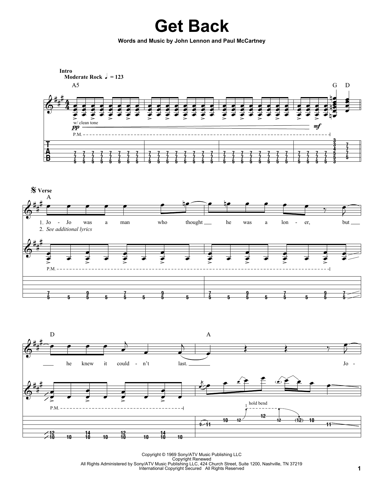 The Beatles Get Back sheet music notes and chords. Download Printable PDF.