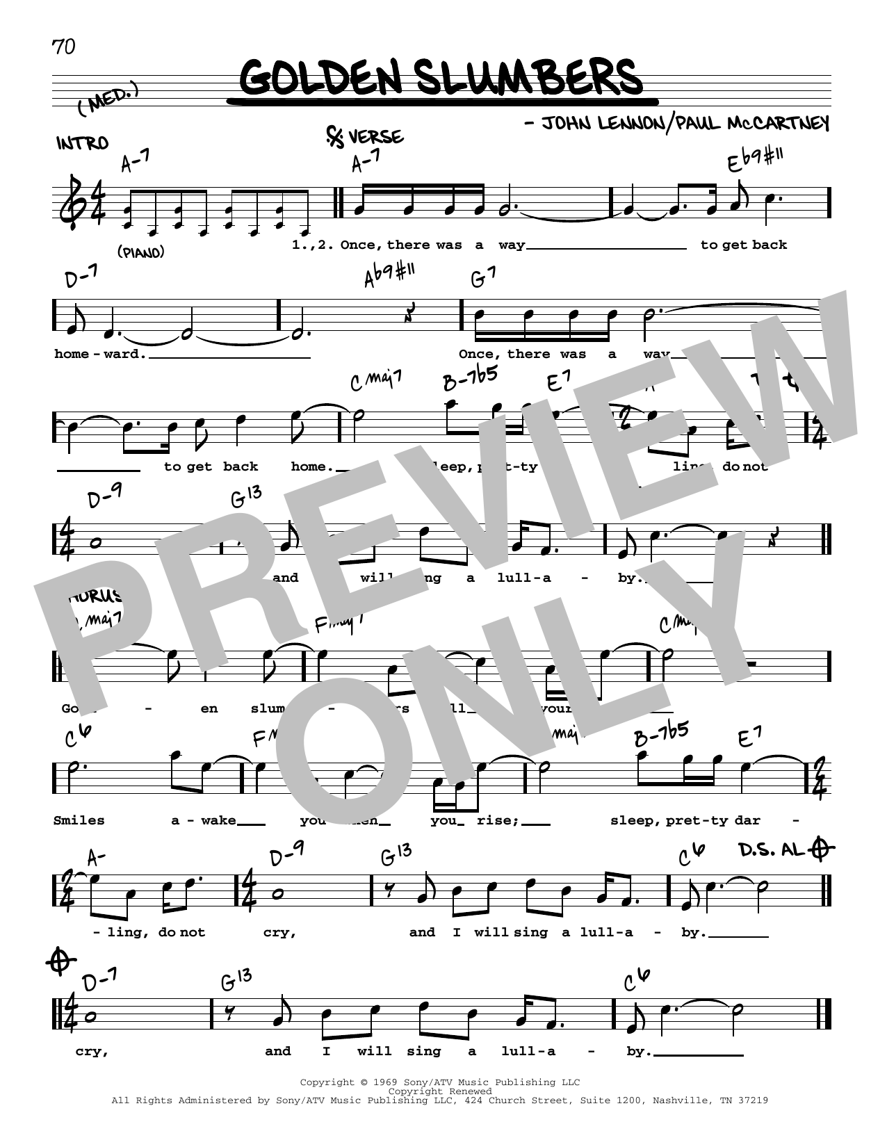 The Beatles Golden Slumbers [Jazz version] sheet music notes and chords. Download Printable PDF.