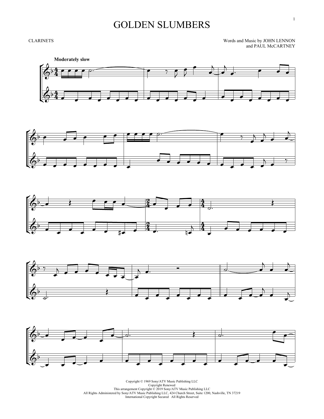 The Beatles Golden Slumbers sheet music notes and chords. Download Printable PDF.