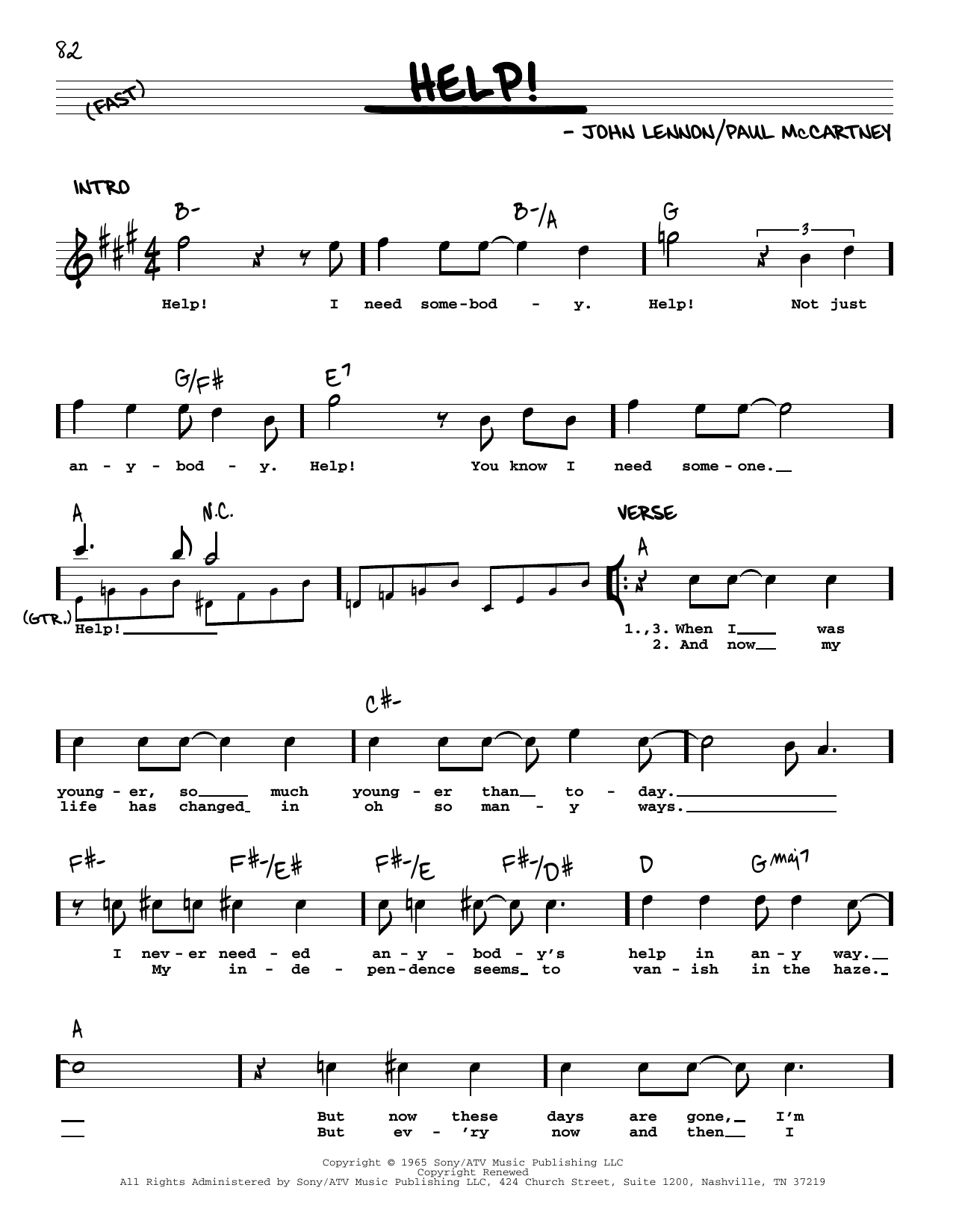 The Beatles Help! [Jazz version] sheet music notes and chords. Download Printable PDF.