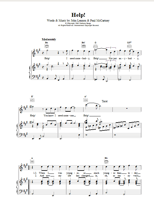 The Beatles Help! sheet music notes and chords arranged for Flute Solo