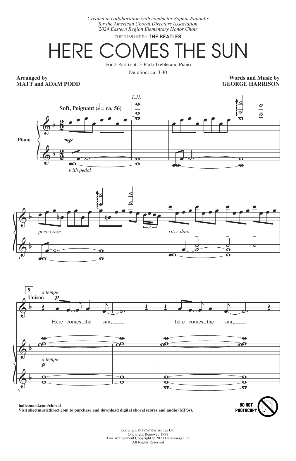 The Beatles Here Comes The Sun (arr. Matt and Adam Podd) sheet music notes and chords. Download Printable PDF.