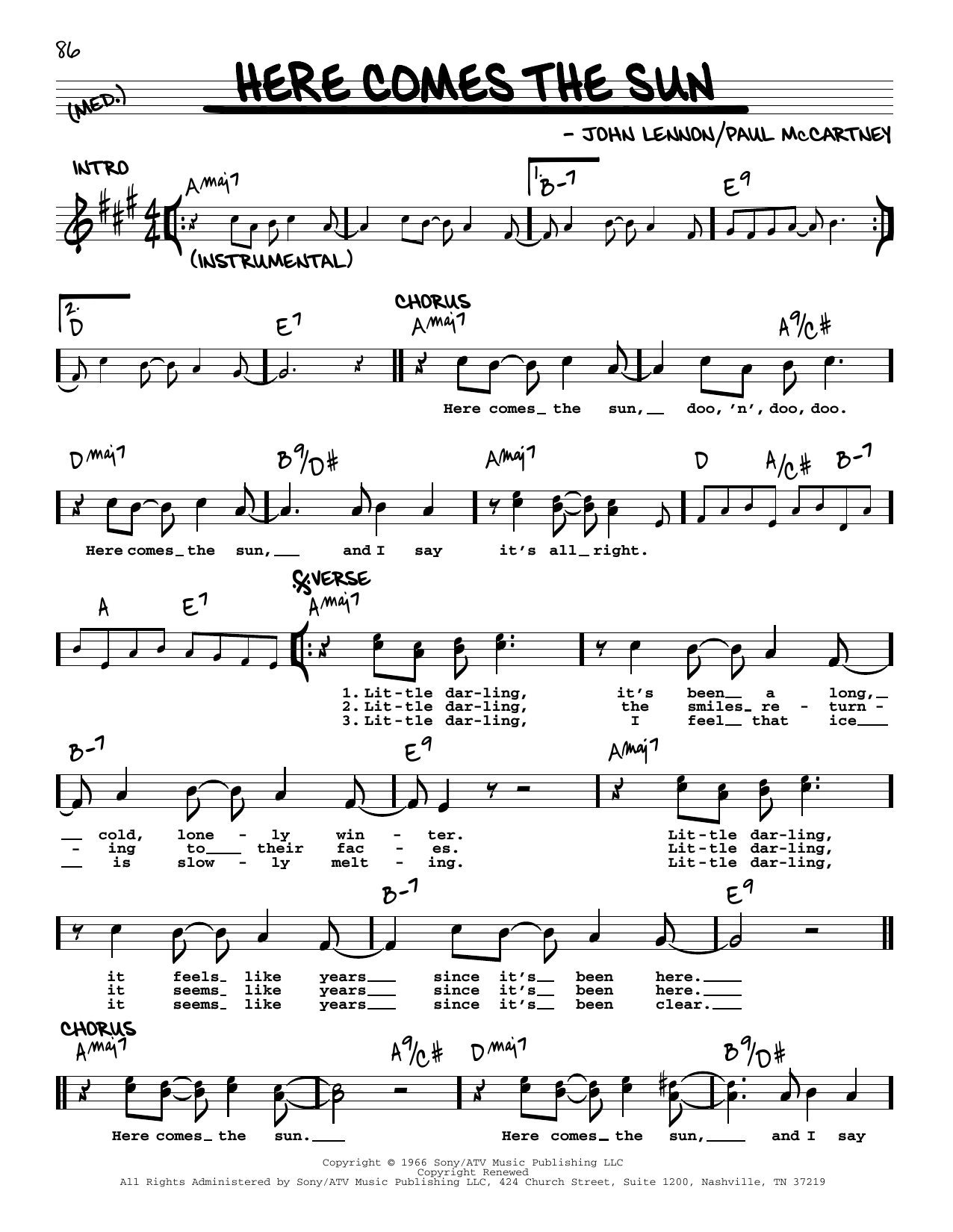 The Beatles Here Comes The Sun [Jazz version] sheet music notes and chords. Download Printable PDF.