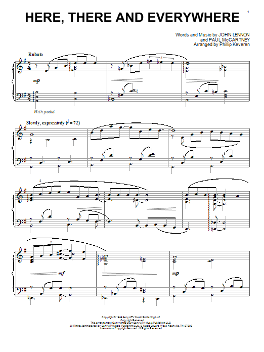 The Beatles Here, There And Everywhere sheet music notes and chords. Download Printable PDF.