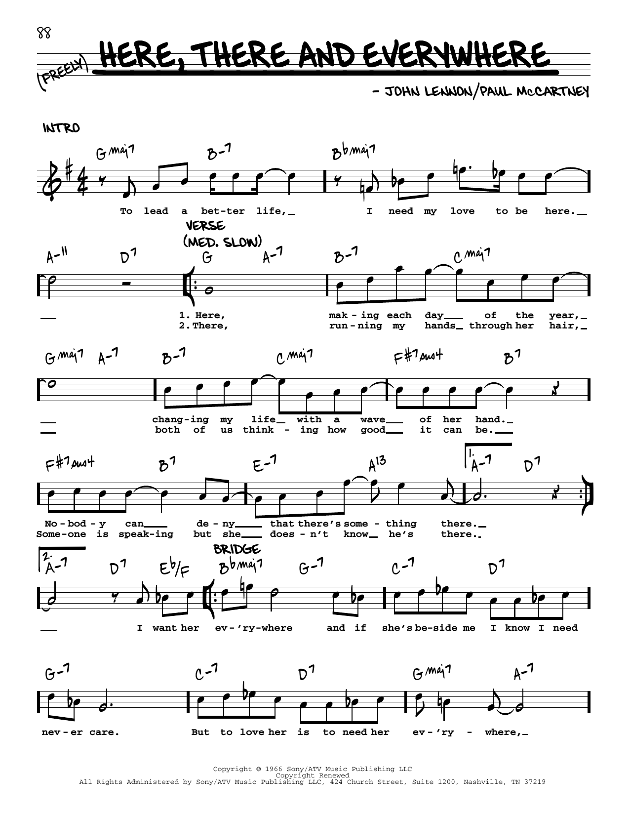 The Beatles Here, There And Everywhere (jazz version) sheet music notes and chords. Download Printable PDF.