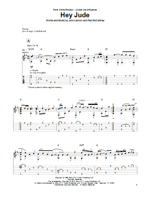 Chris Proctor Hey Jude sheet music notes and chords. Download Printable PDF.