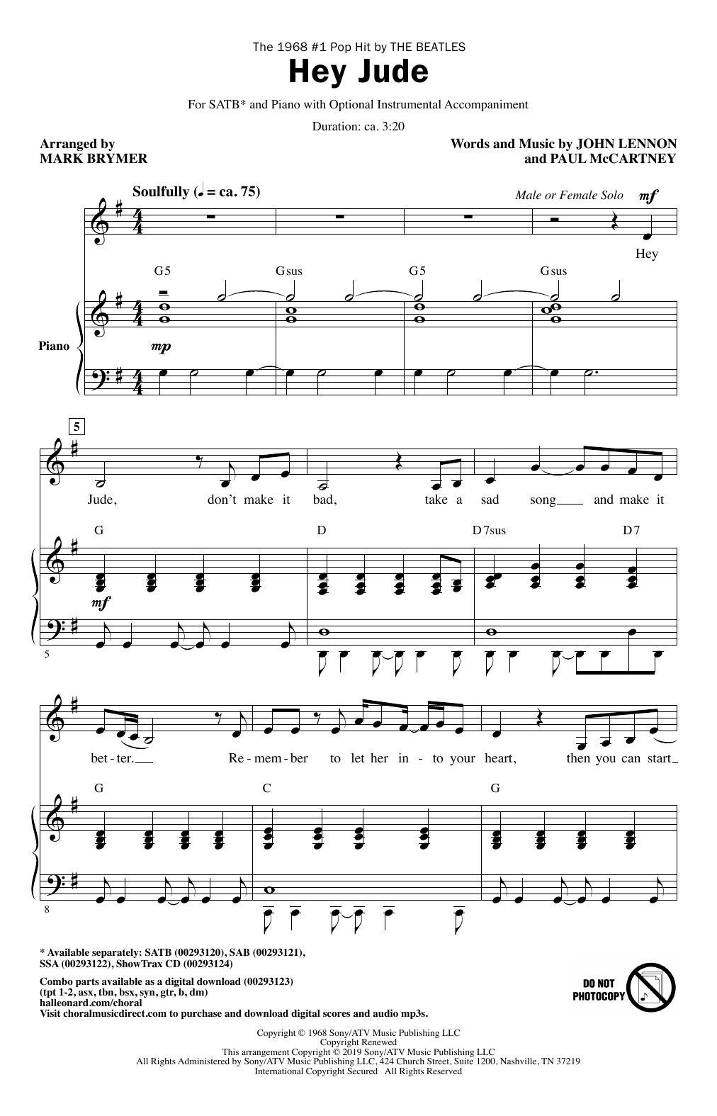 The Beatles Hey Jude (arr. Mark Brymer) sheet music notes and chords. Download Printable PDF.