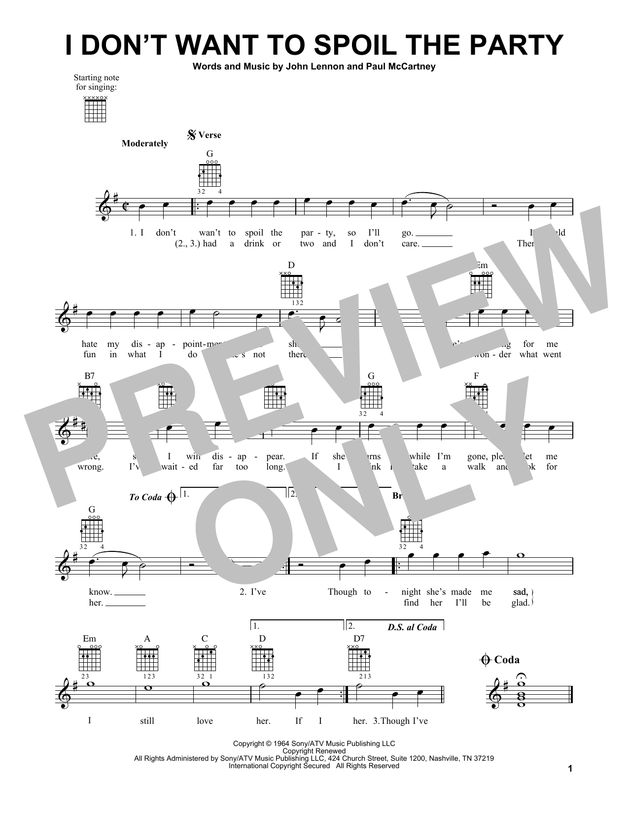 The Beatles I Don't Want To Spoil The Party sheet music notes and chords. Download Printable PDF.