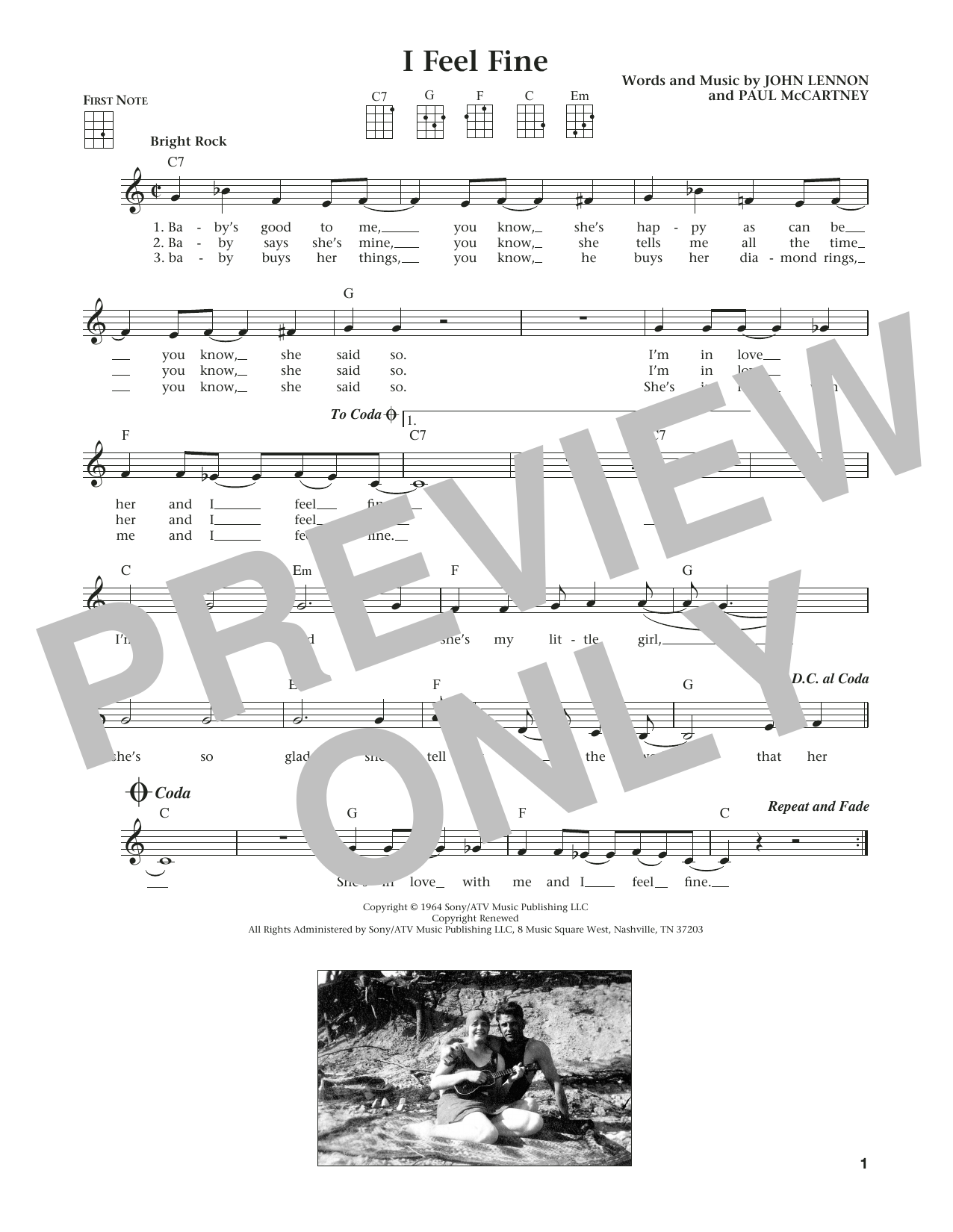 Learn to play The Beatles I Feel Fine (from The Daily Ukulele) (arr. Liz and Jim Beloff) sheet music for Ukulele in minutes. Price: 5.9900$ The Beatles I Feel Fine (from The Daily Ukulele) (arr. Liz and Jim Beloff) sheet music notes and chords arranged for Ukulele