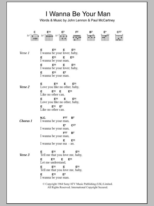 The Beatles I Wanna Be Your Man sheet music notes and chords. Download Printable PDF.