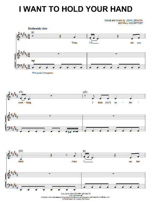 The Beatles I Want To Hold Your Hand sheet music notes and chords. Download Printable PDF.