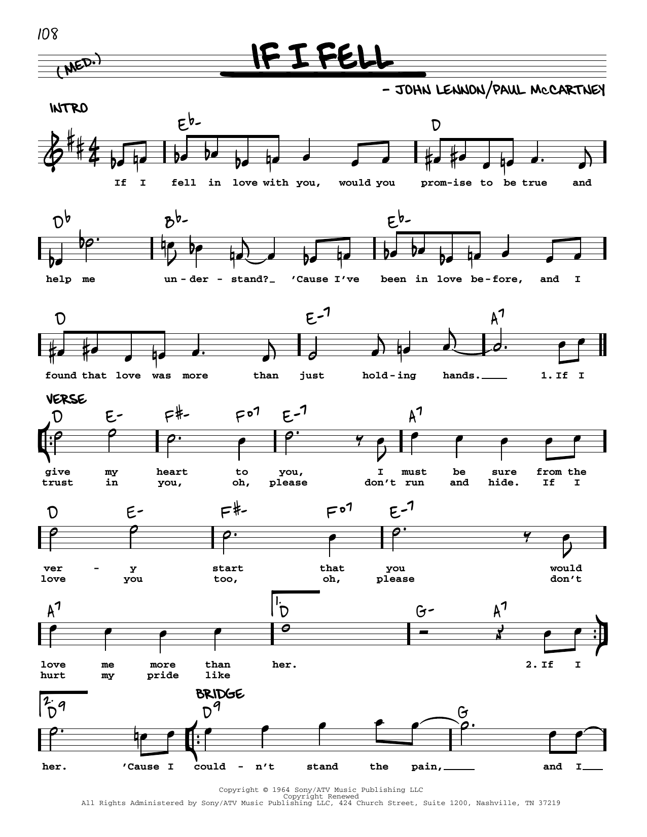 The Beatles If I Fell [Jazz version] sheet music notes and chords. Download Printable PDF.