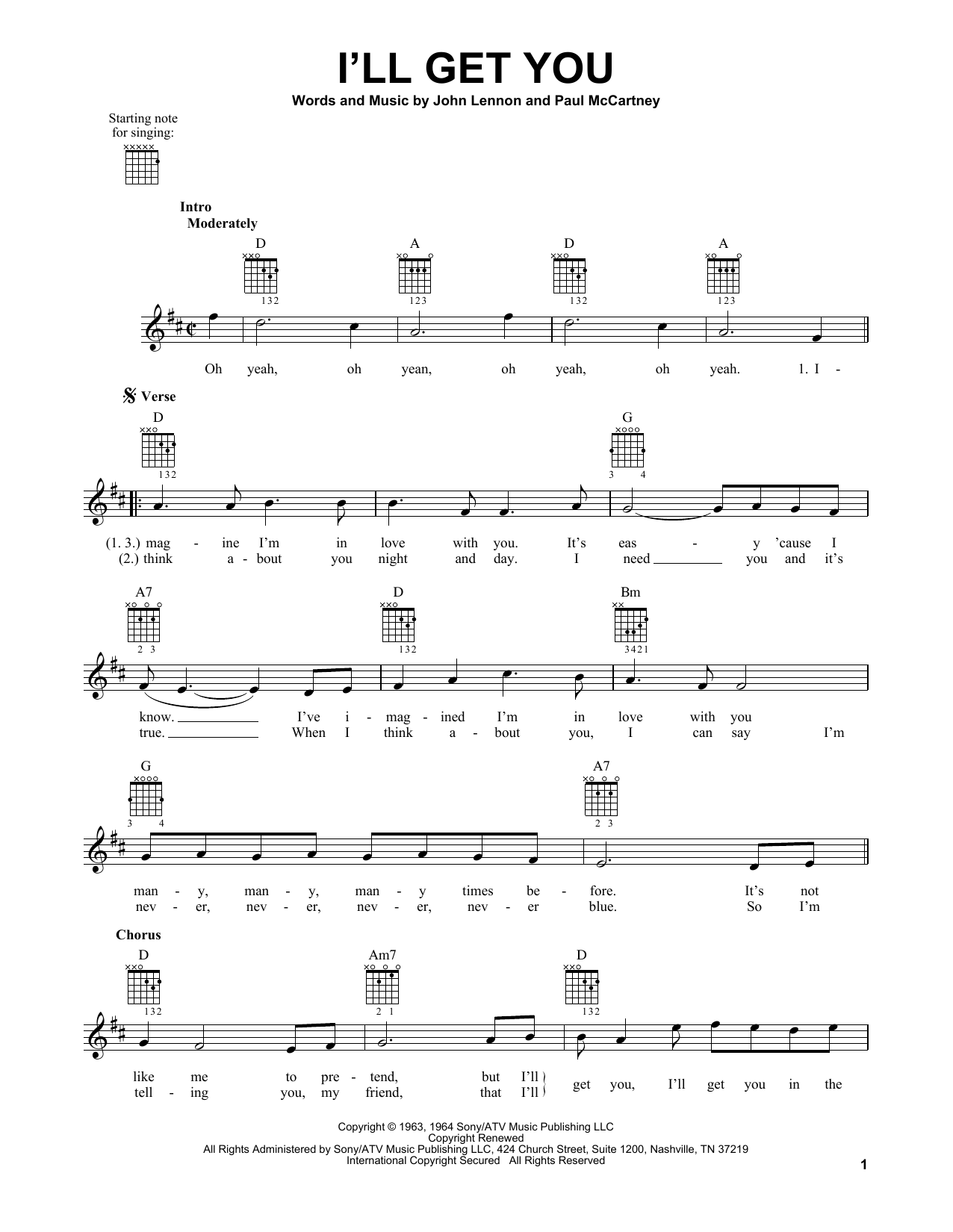 The Beatles I'll Get You sheet music notes and chords. Download Printable PDF.