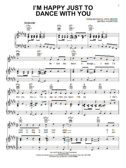 The Beatles I'm Happy Just To Dance With You sheet music notes and chords. Download Printable PDF.