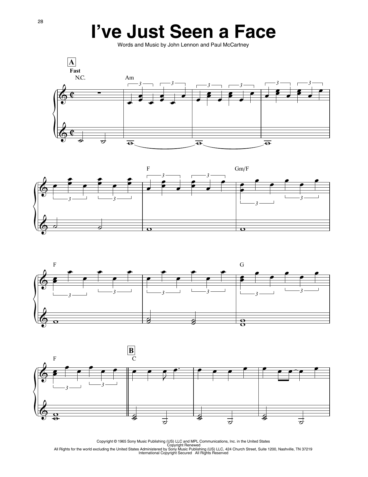 The Beatles I've Just Seen A Face (arr. Maeve Gilchrist) sheet music notes and chords. Download Printable PDF.