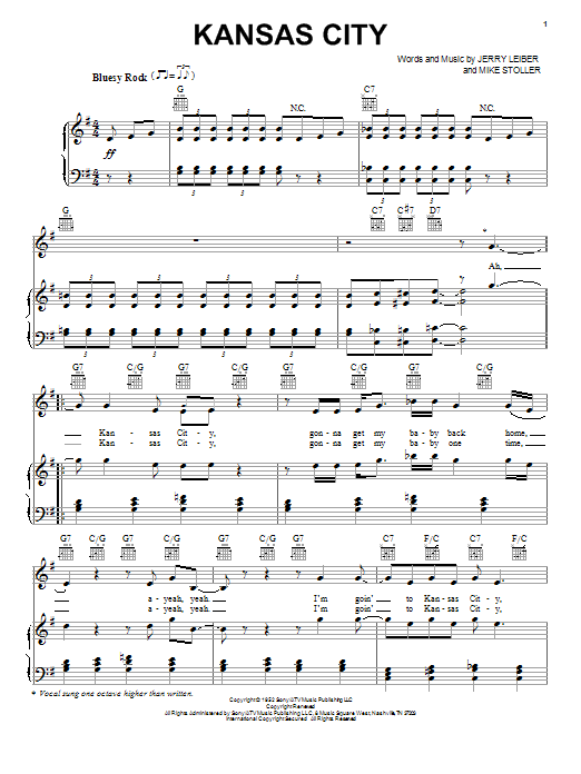 The Beatles Kansas City sheet music notes and chords. Download Printable PDF.