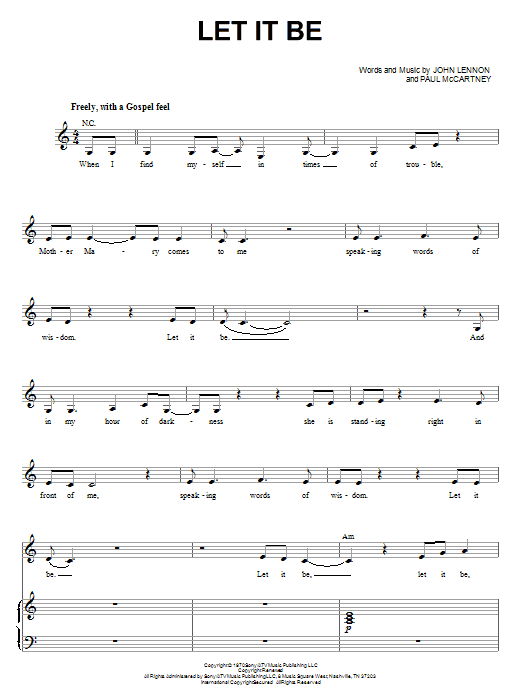 The Beatles Let It Be sheet music notes and chords. Download Printable PDF.