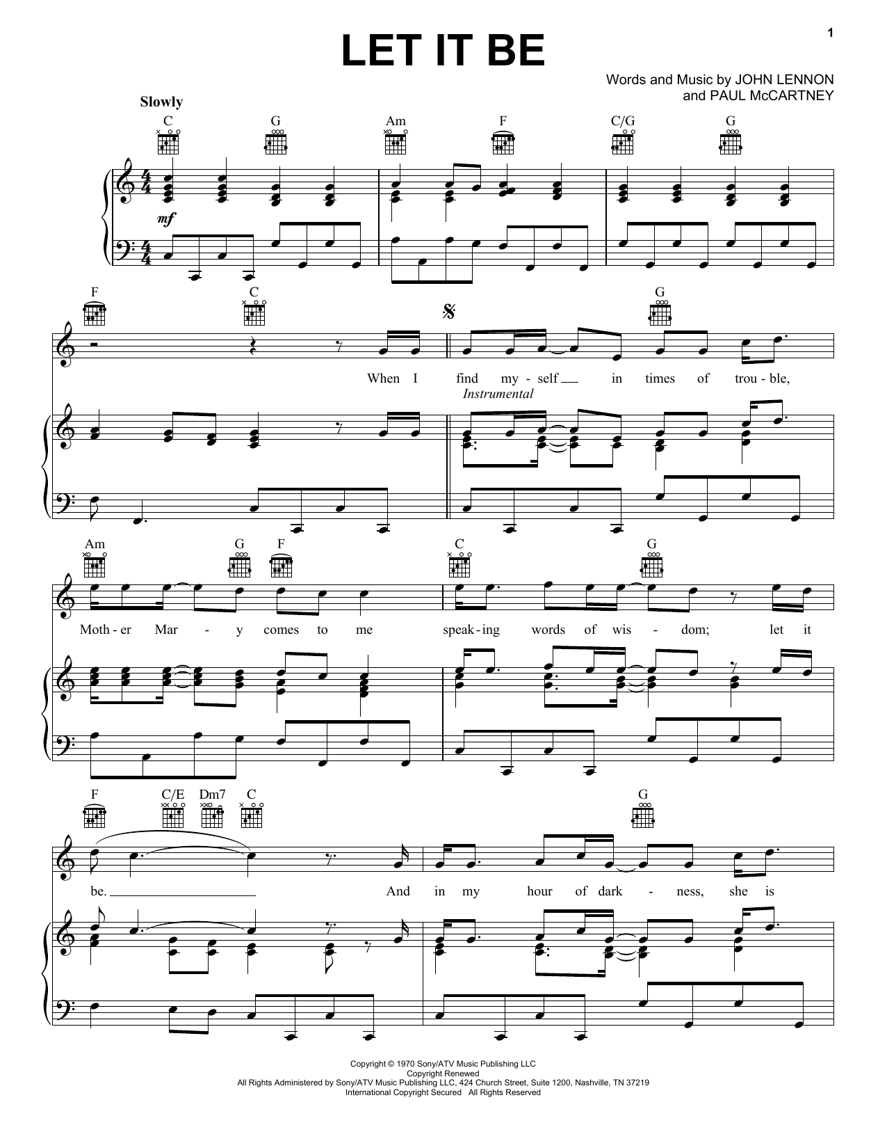 The Beatles Let It Be sheet music notes and chords. Download Printable PDF.