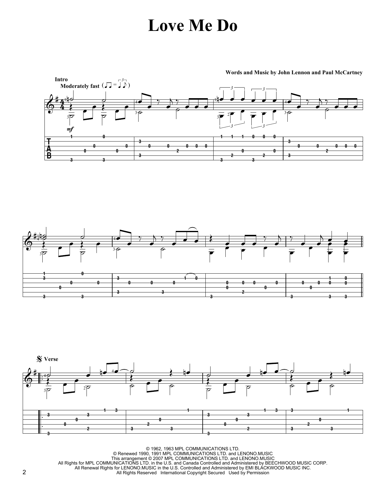 The Beatles Love Me Do sheet music notes and chords. Download Printable PDF.