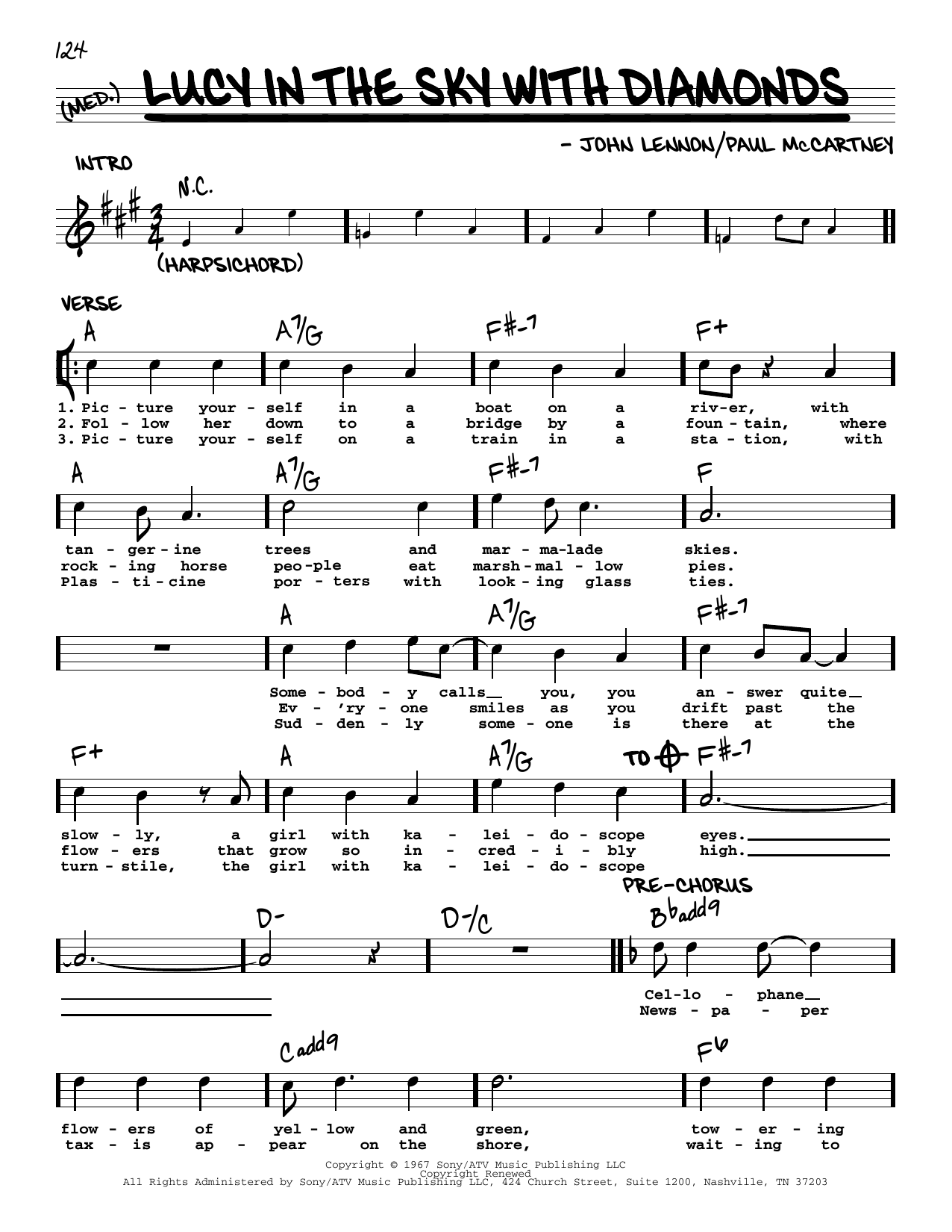 The Beatles Lucy In The Sky With Diamonds [Jazz version] sheet music notes and chords. Download Printable PDF.