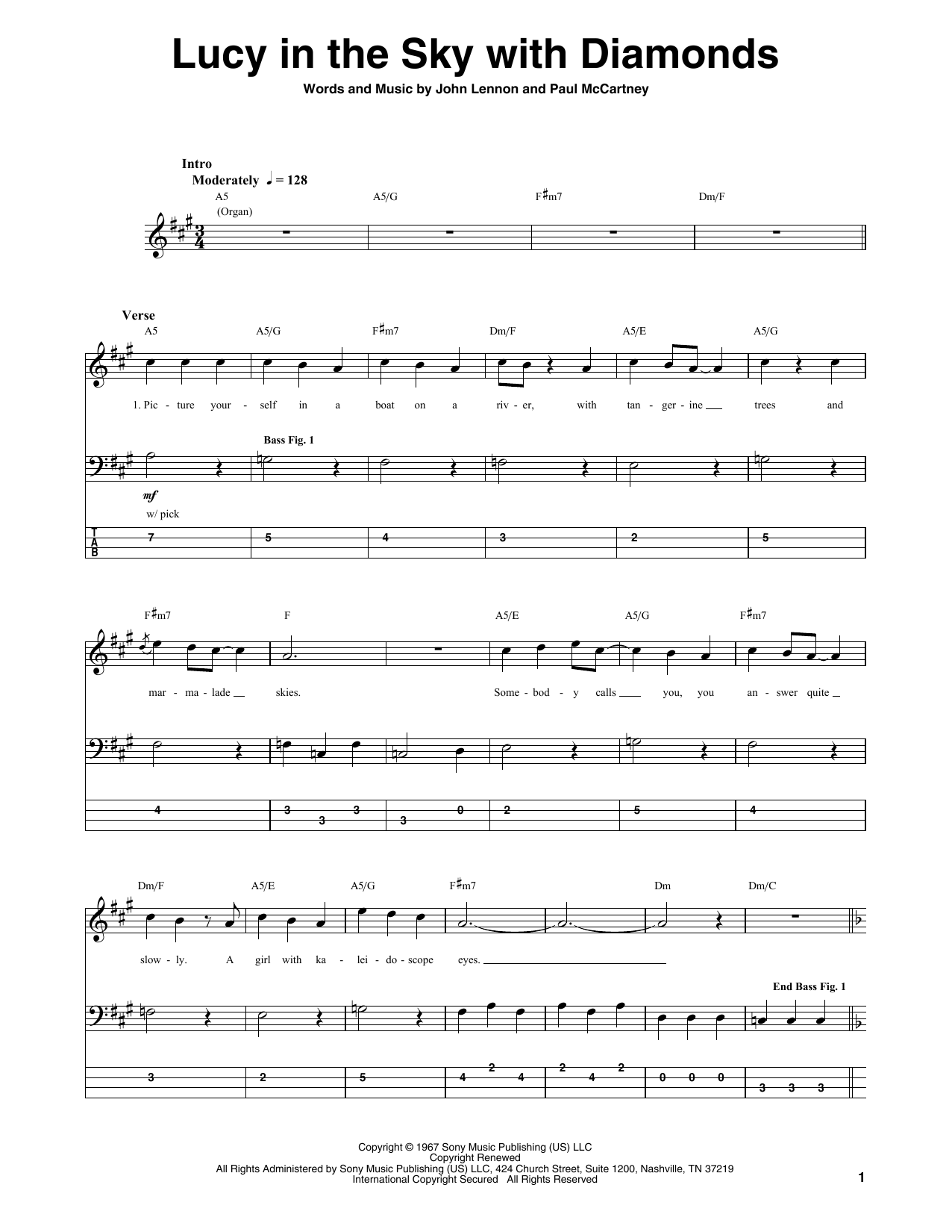 The Beatles Lucy In The Sky With Diamonds sheet music notes and chords. Download Printable PDF.